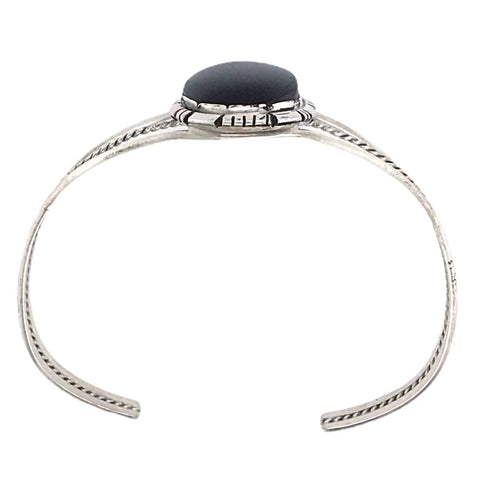 Image of Native American Bracelet - Navajo Onyx Sterling Silver Cuff Bracelet - Calvin Spencer