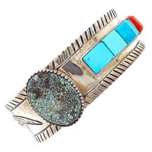 Native American Bracelet - Navajo Pawn  Spider Web And Multi  Color Modern Bracelet