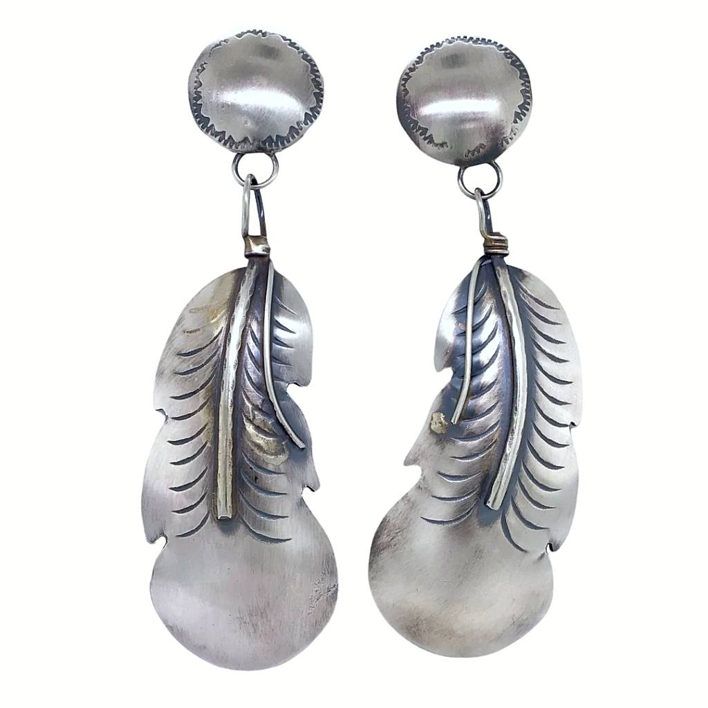 Discount Large Vintage Navajo Sterling Earrings