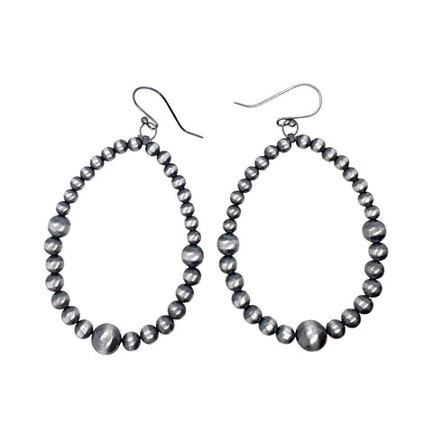 Image of Native American Earrings - Large Navajo Pearls Drop Dangle Earrings - Native American