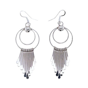 Native American Earrings - Large Navajo Sterling Silver Chandelier Dangle Earrings - Native American