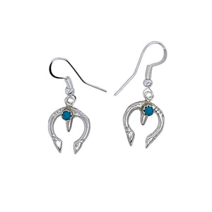 Native American Earrings - Navajo Mini Naja Turquoise Sterling Silver Earrings - Native American