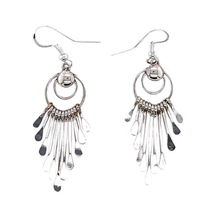 Native American Earrings - Navajo Sterling Silver Chandelier Dangle Earrings