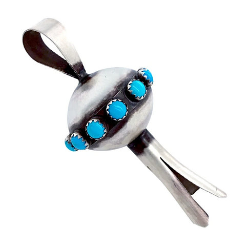 Image of Native American Necklaces & Pendants - Navajo Blossom Kingman Turquoise Sterling Silver Pendant - Monica Smith - Native American