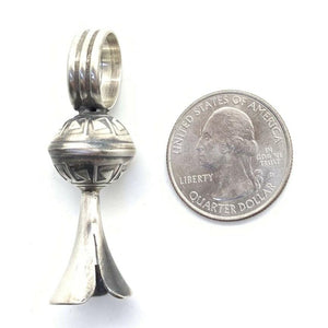 Navajo Handmade Stamped Sterling Silver Blossom Pendant - STC