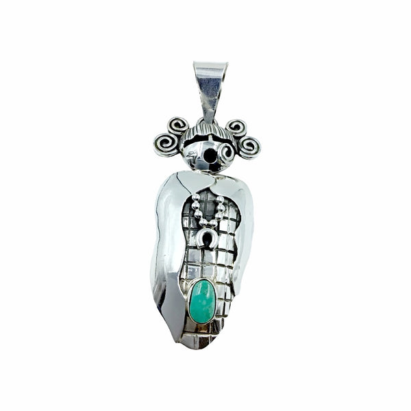 Navajo Large Corn Maiden Royston Turquoise Pendant - Alex Sanchez