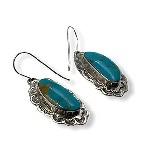 Navajo Turquoise Mountain Hook Earrings - Native American
