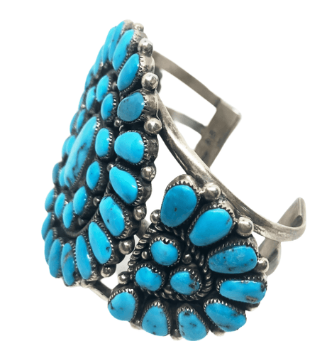 Image of Sold Robert Leekya Pawn Zuni Sleeping Beauty Cluster Bracelet - Native American