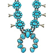 Navajo Sleeping Beauty Turquoise Squash Blossom Necklace in Santa Fe