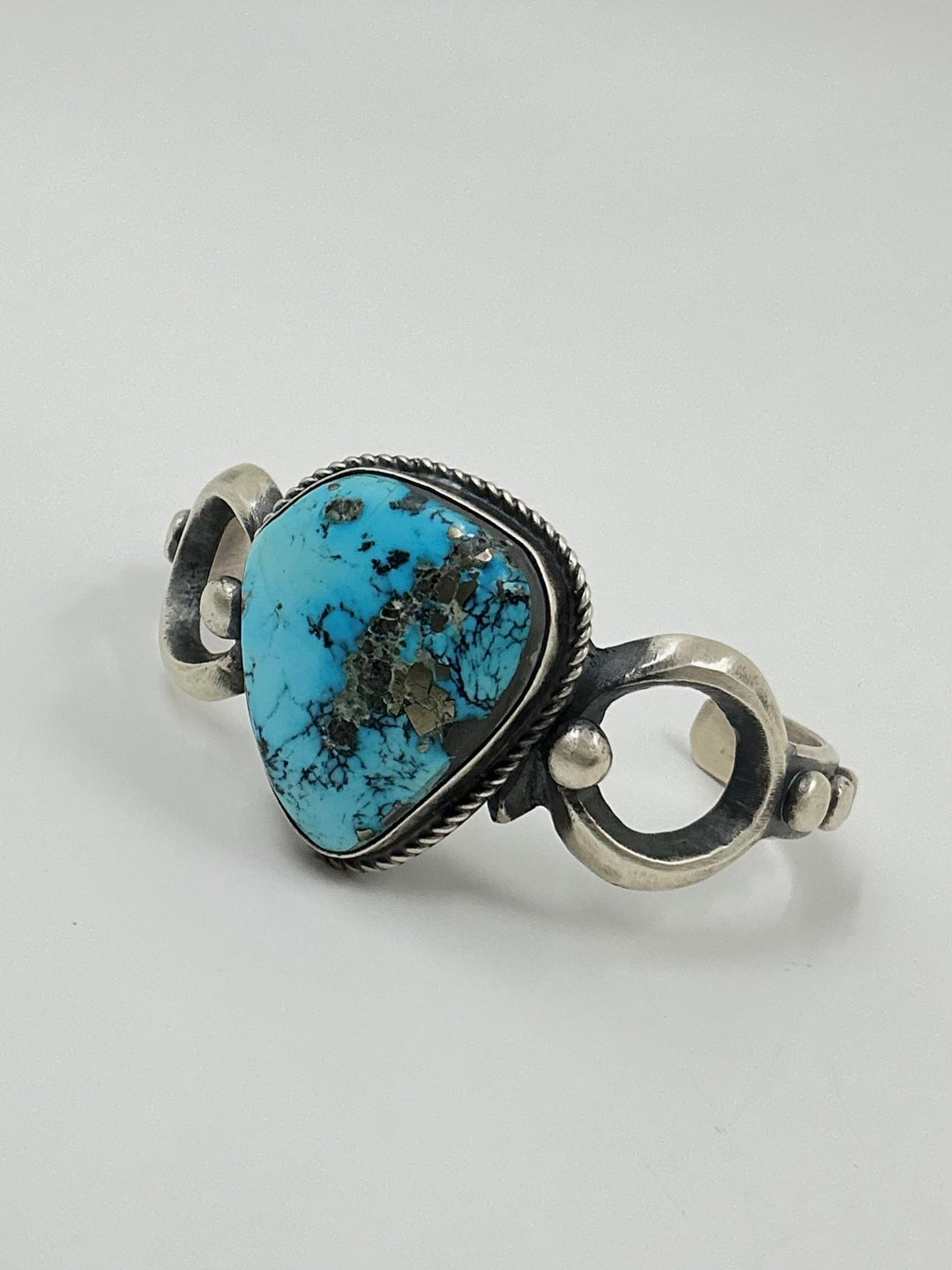 Vintage Spider Web Kingman Turquoise with Pyrite Cuff Bracelet