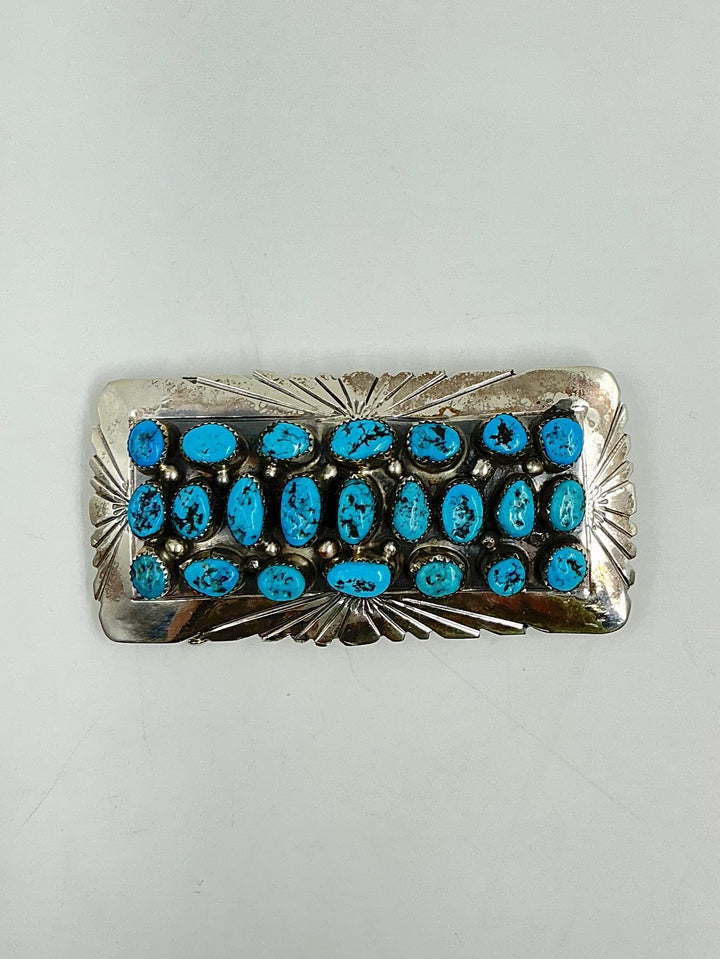 Navajo Sleeping Beauty Turquoise Rectangle Belt Buckle