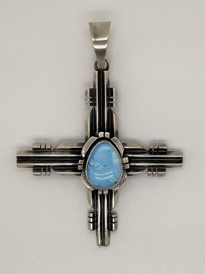 Navajo Golden Hills Turquoise Zia Symbol Pendant