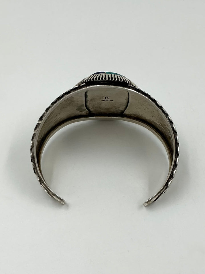Navajo Pawn Lapis, Onyx, Silver Inlay Cuff Bracelet