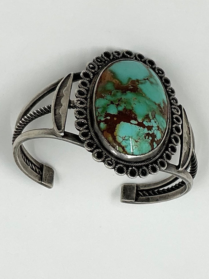 Vintage Royston Turquoise Oval Stone Cuff Bracelet
