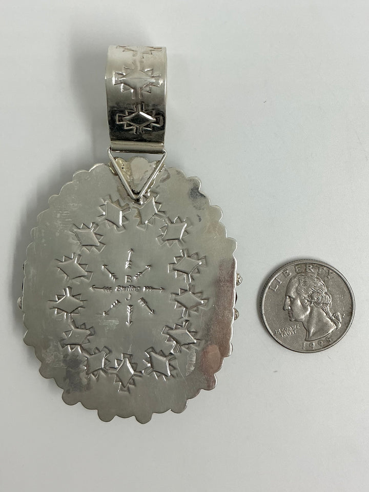 Navajo Spiderweb Kingman Turquoise Pendant
