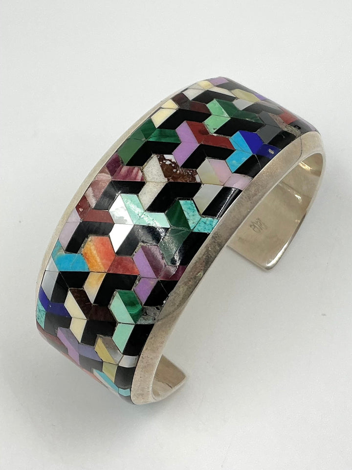 Multi Stone Assorted Inlay Cuff Bracelet