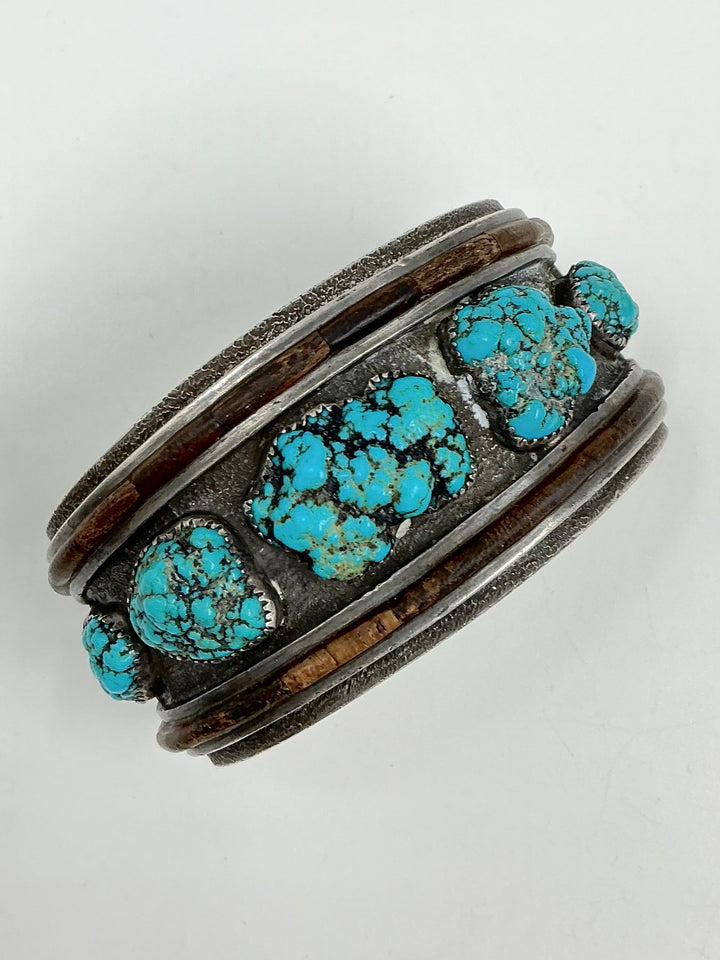 Vintage/Pawn Wood Outline Kingman Turquoise Cuff