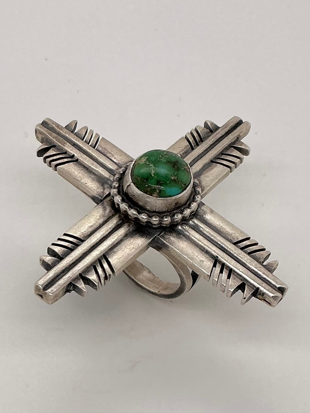 Sonoran Gold Turquoise Navajo Zia Symbol Ring