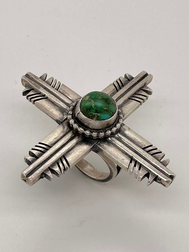 Sonoran Gold Turquoise Navajo Zia Symbol Ring