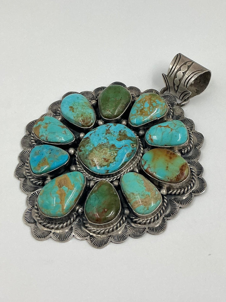 Large Royston Turquoise Floral Pendant