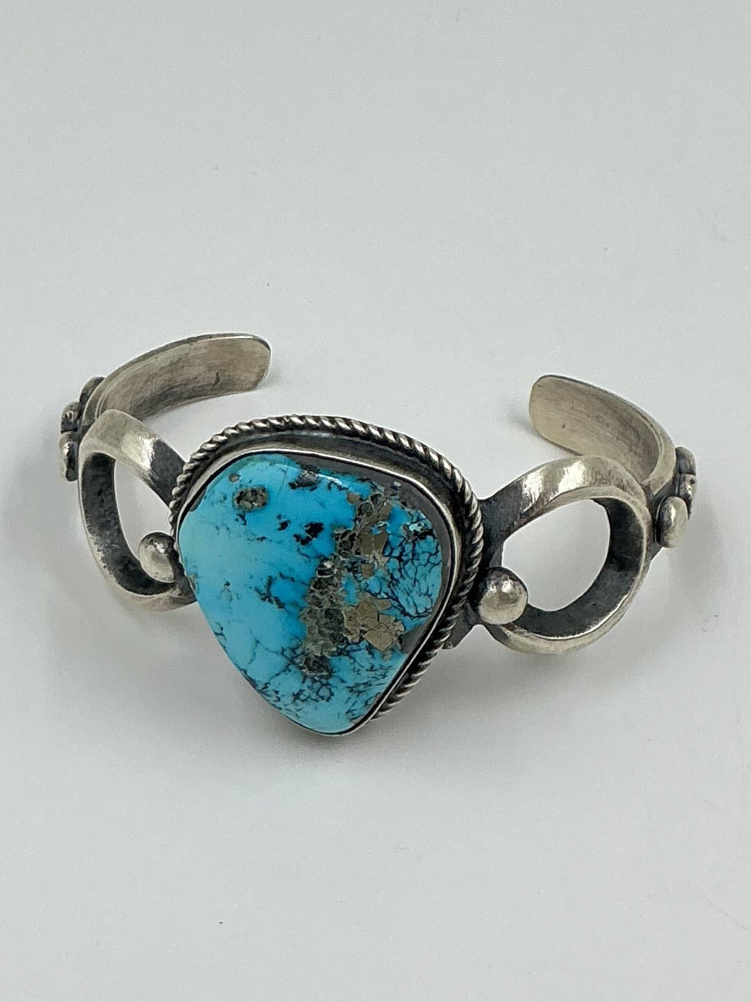 Vintage Spider Web Kingman Turquoise with Pyrite Cuff Bracelet