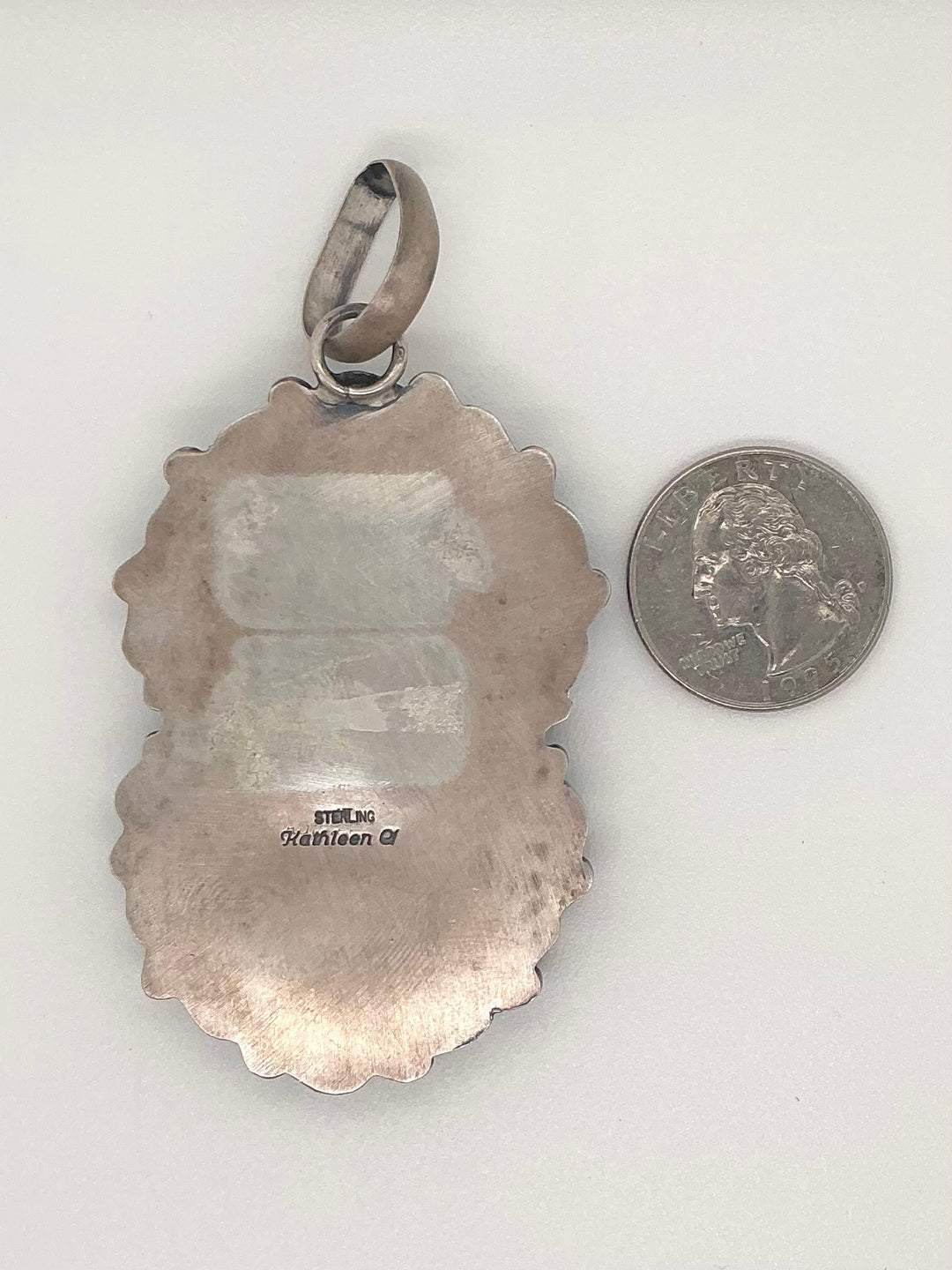 Navajo Kingman Turquoise Mercury Dime Pendant