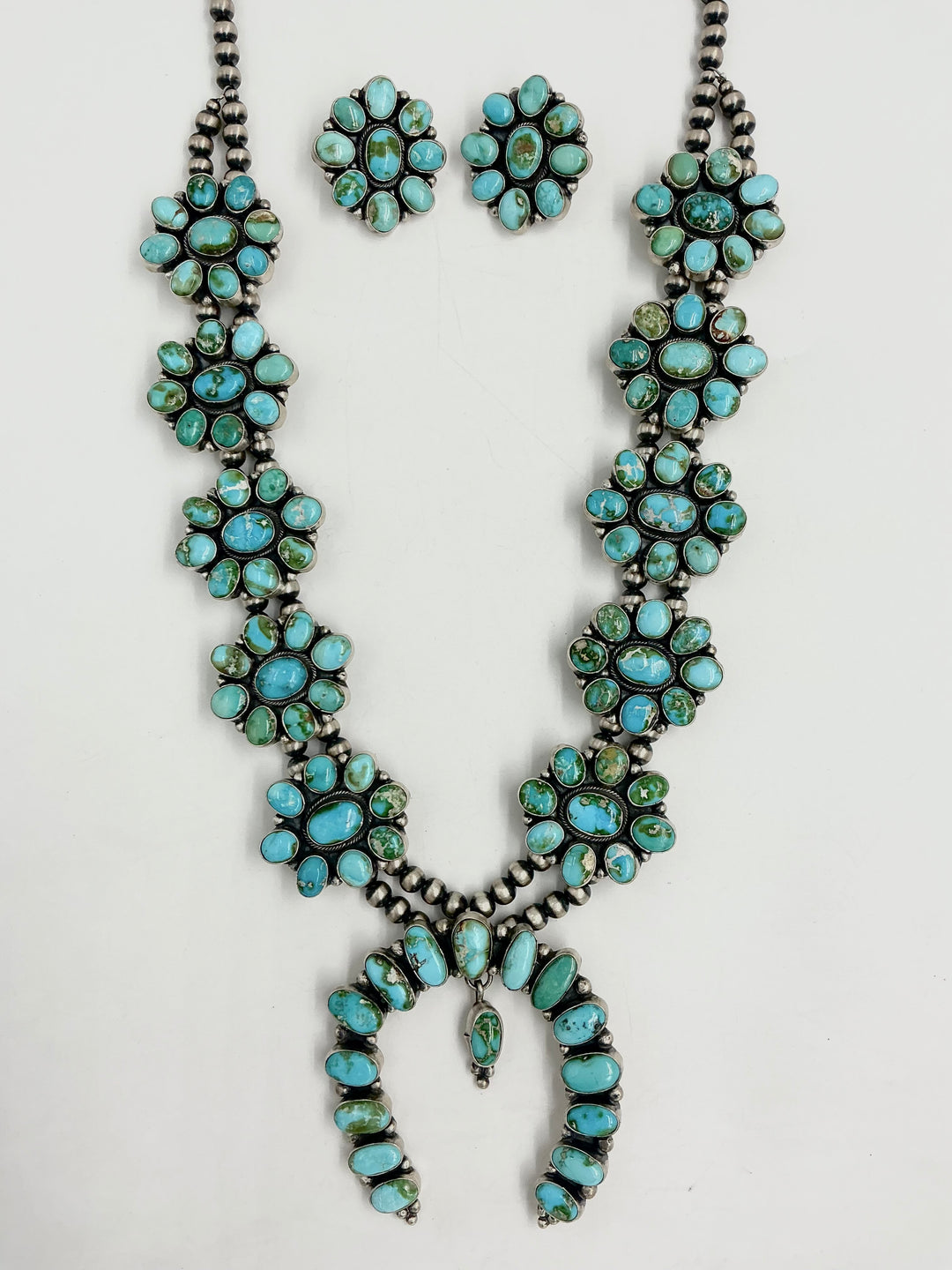 Navajo Sonoran Gold Turquoise Cluster Necklace