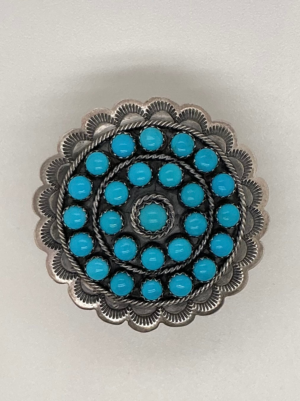 Navajo Sleeping Beauty Turquoise Round Flower Ring