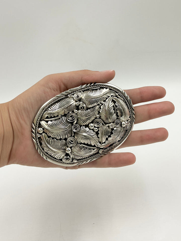 Navajo Traditional Leaf Design Belt Buckle