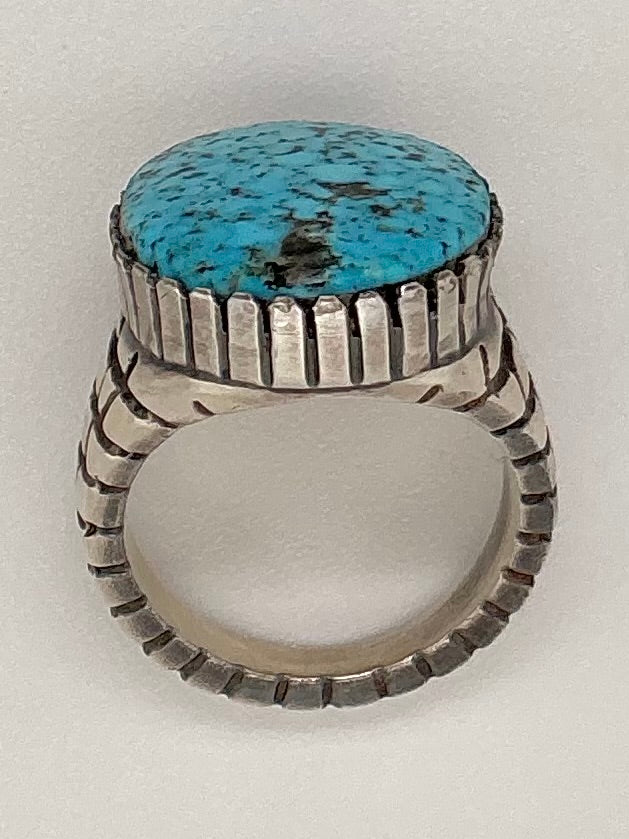 Navajo Spiderweb Kingman Turquoise Ring