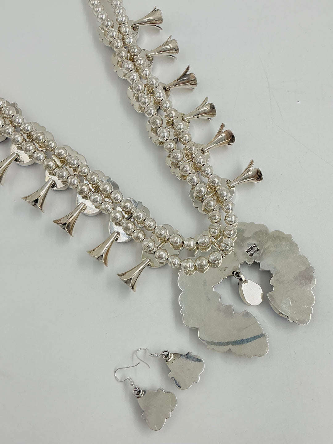 Navajo Lapis Squash Blossom Necklace