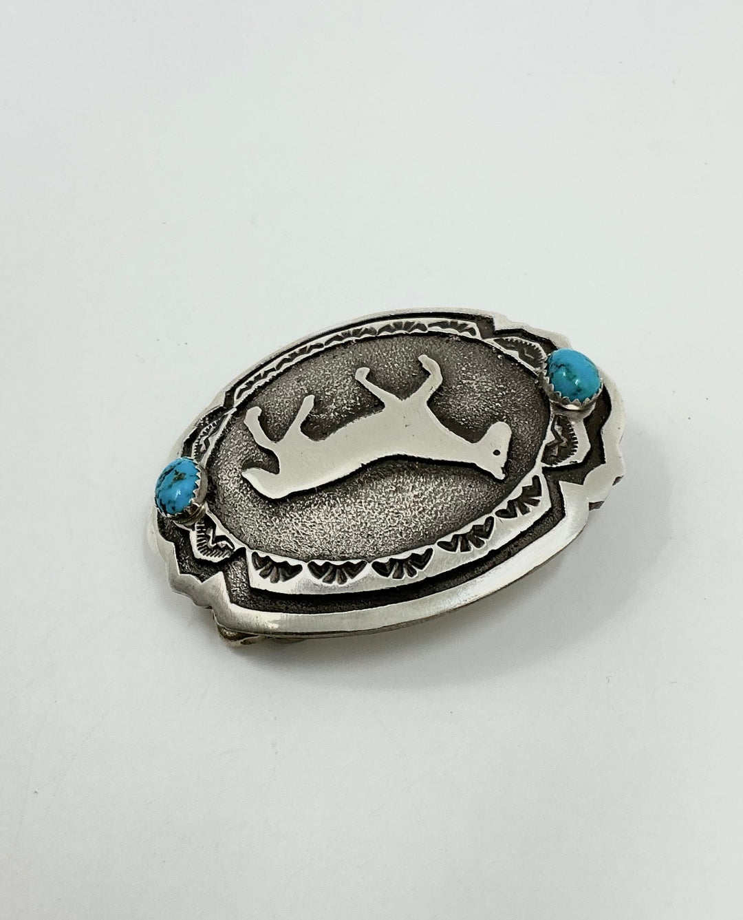 Navajo Kingman Turquoise Horse Buckle