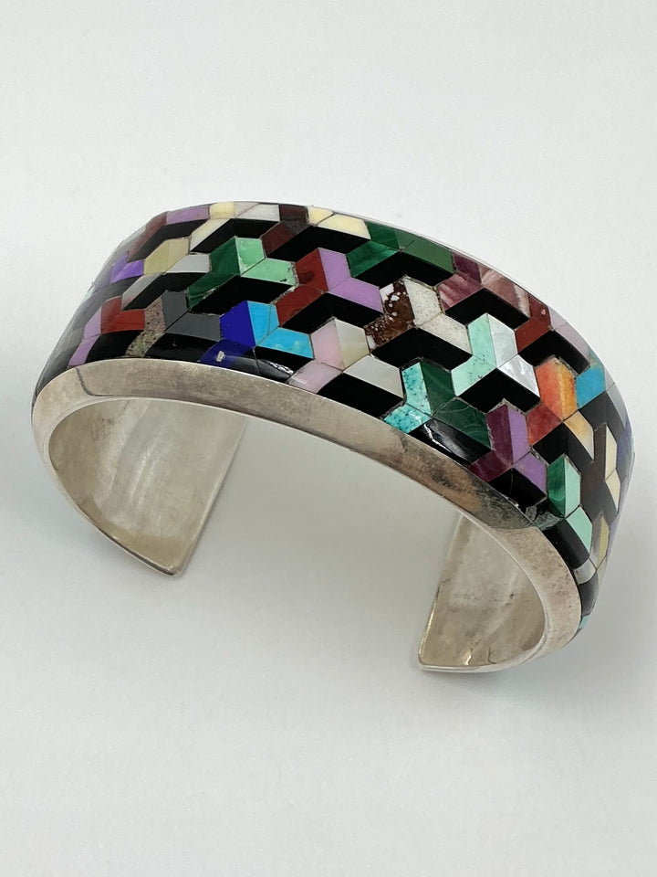 Multi Stone Assorted Inlay Cuff Bracelet