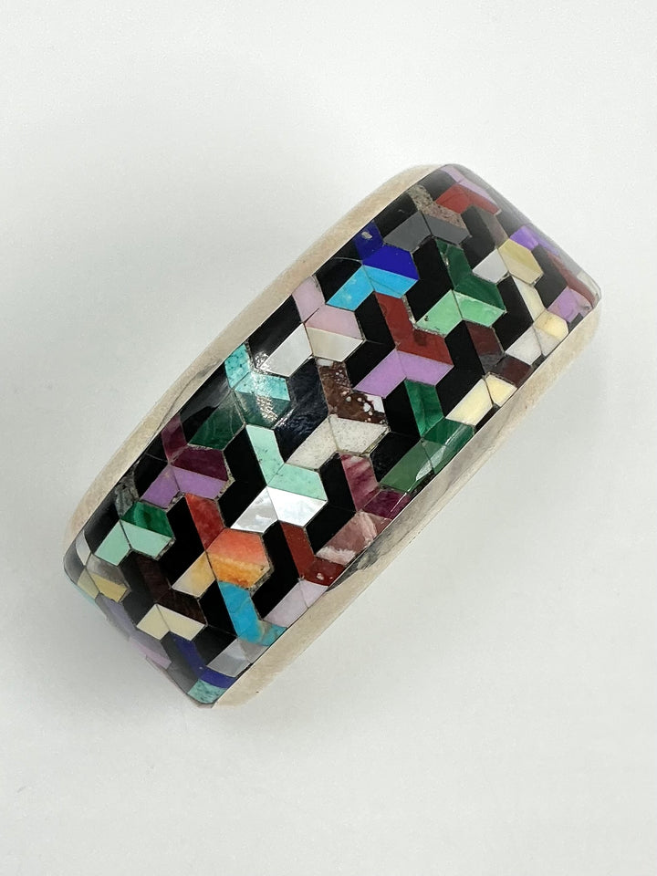 Multi Stone Assorted Inlay Cuff Bracelet