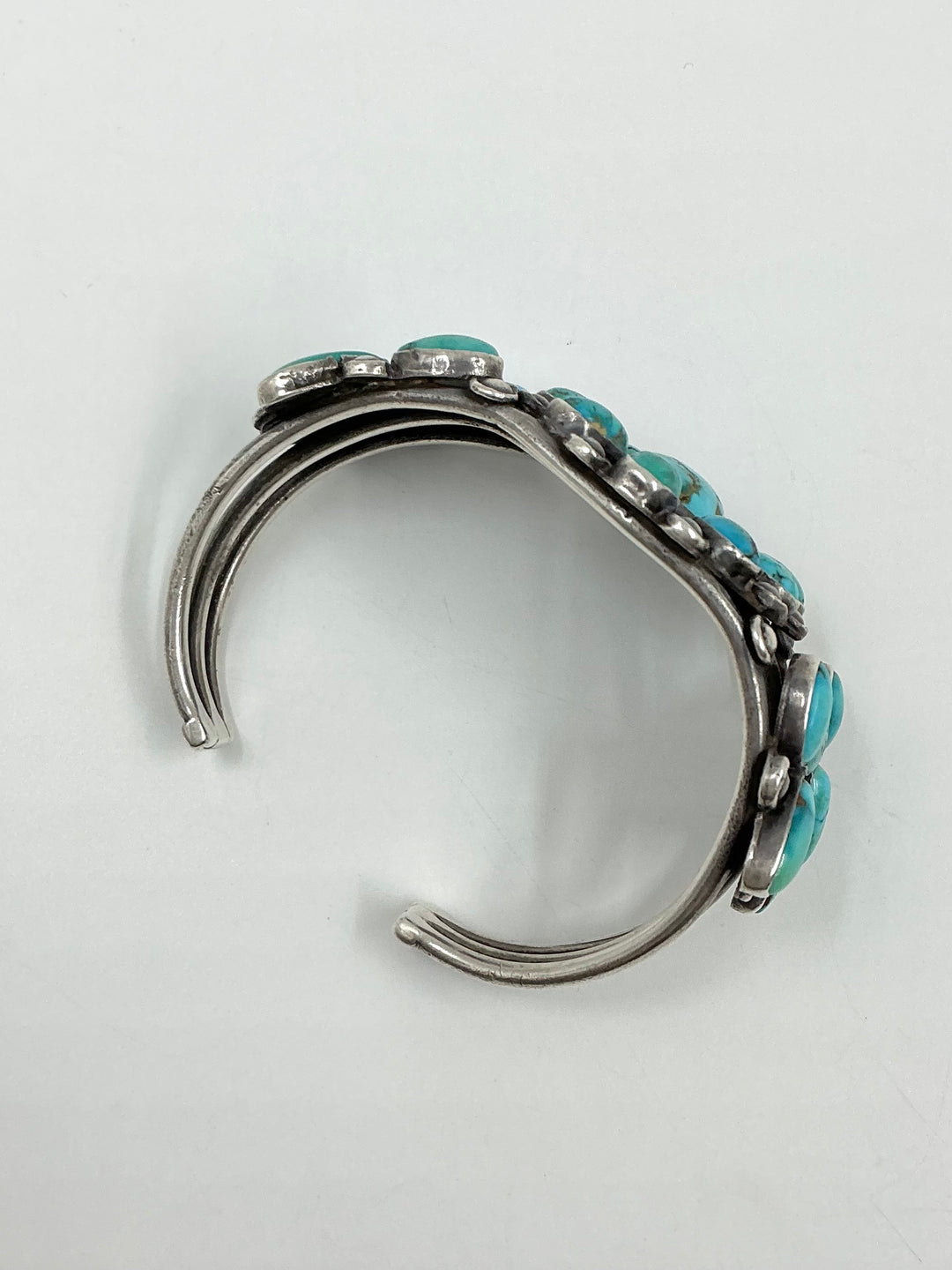 Vintage/ Pawn Navajo Floral Design Kingman Turquoise Cuff Bracelet