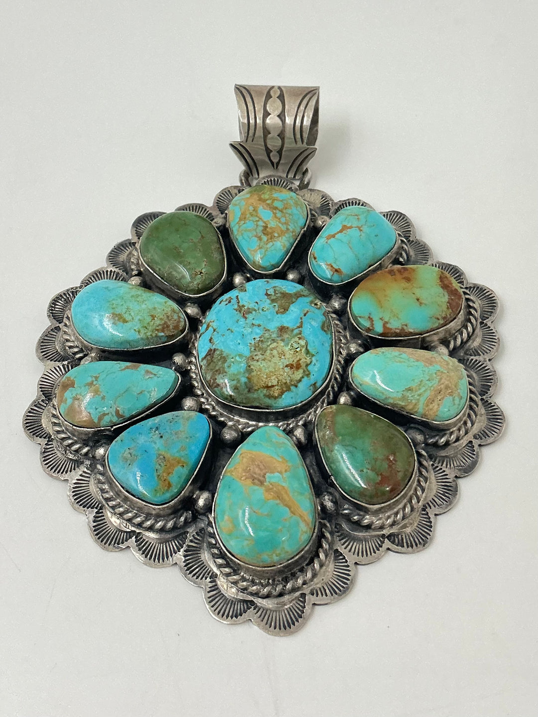 Large Royston Turquoise Floral Pendant