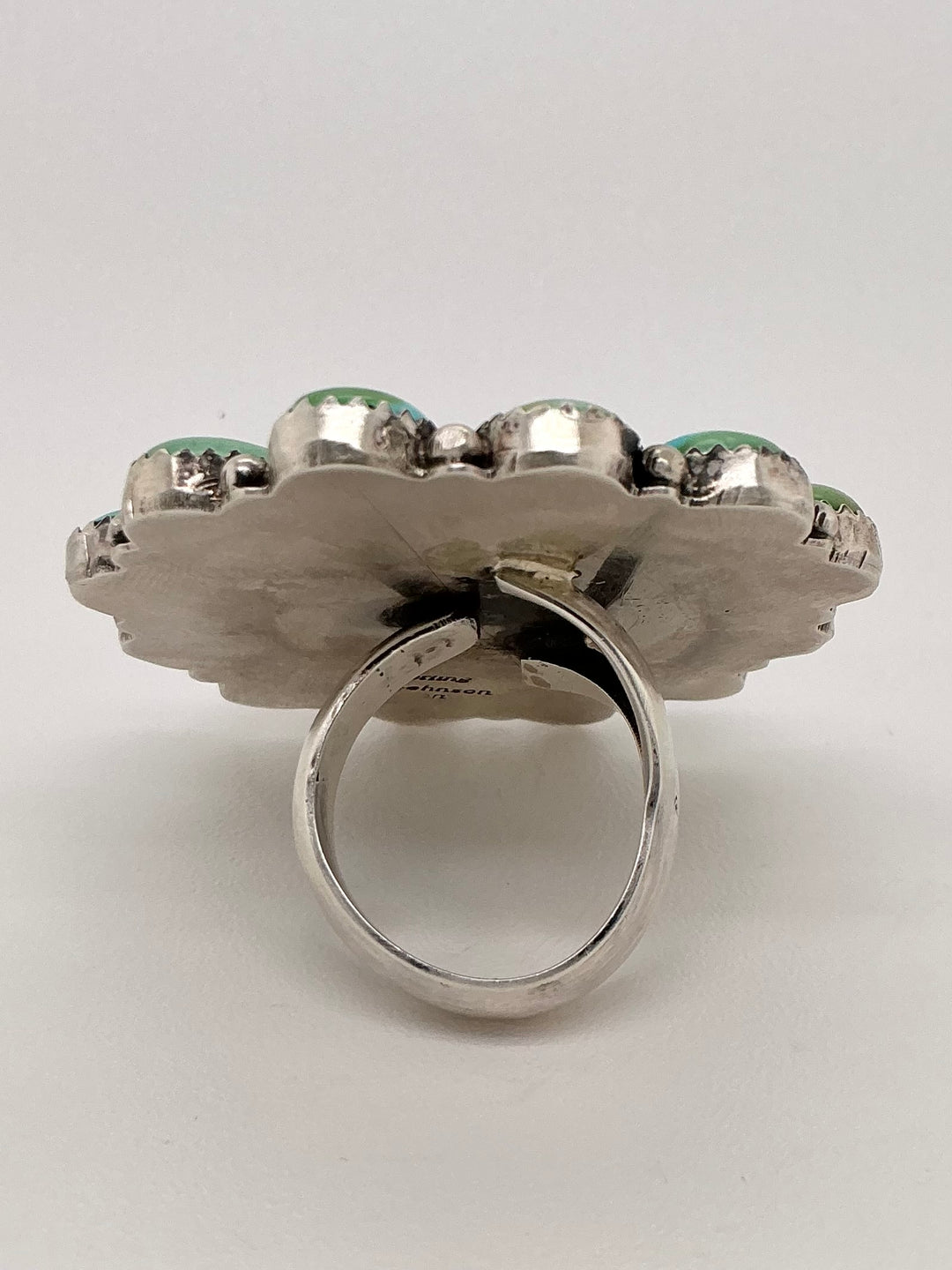 Navajo Sonoran Gold Turquoise Mercury Dime Center Flower Ring
