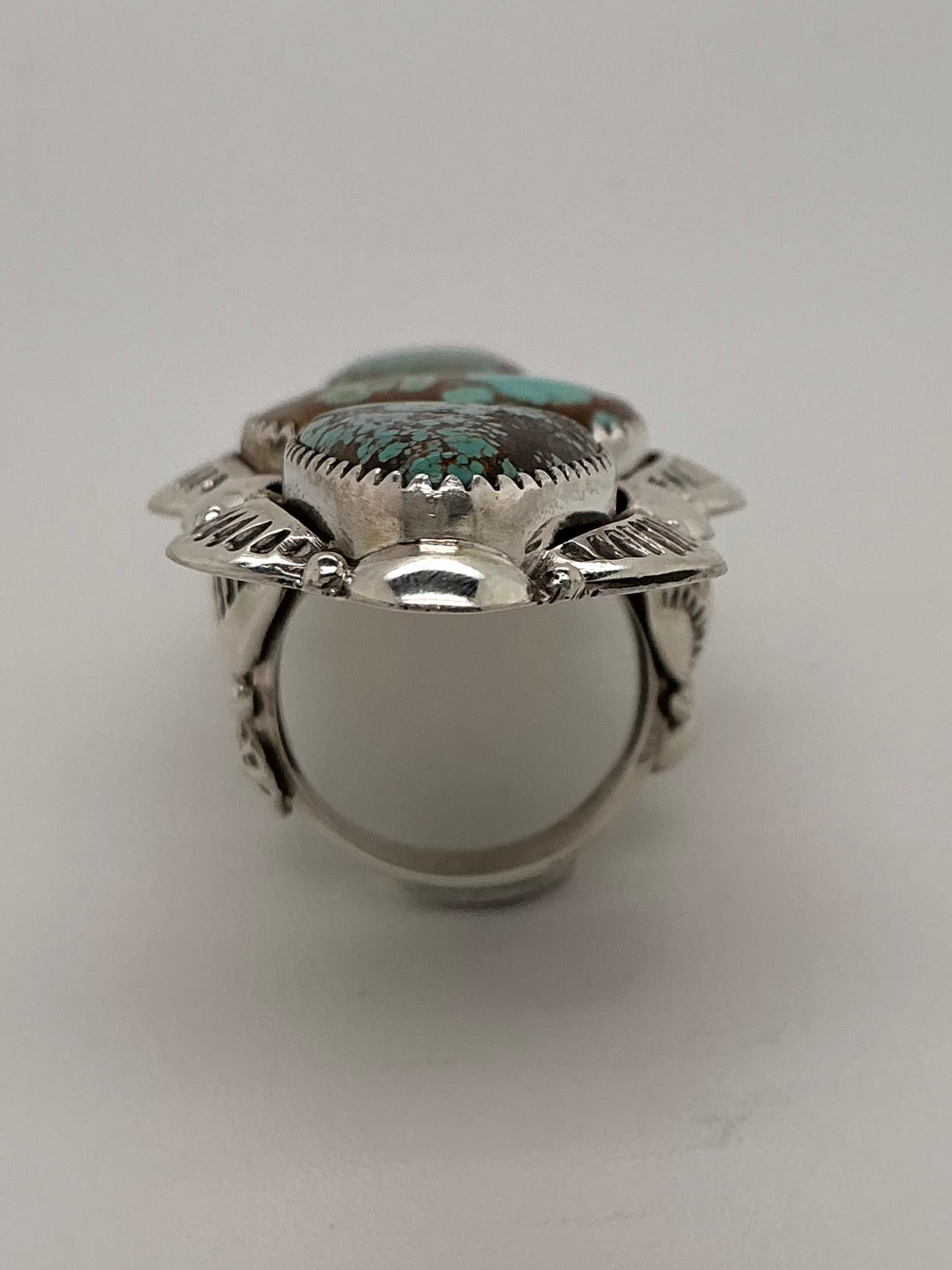 Navajo Number 8 Turquoise 3 Stone Long Ring
