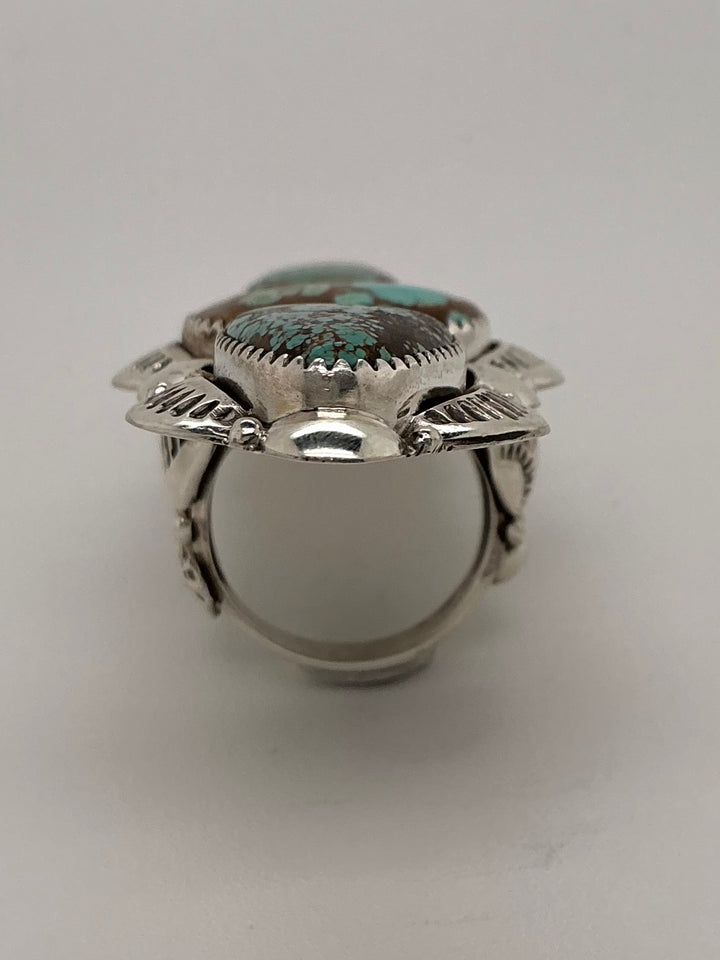 Navajo Number 8 Turquoise 3 Stone Long Ring