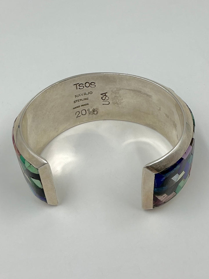 Multi Stone Assorted Inlay Cuff Bracelet