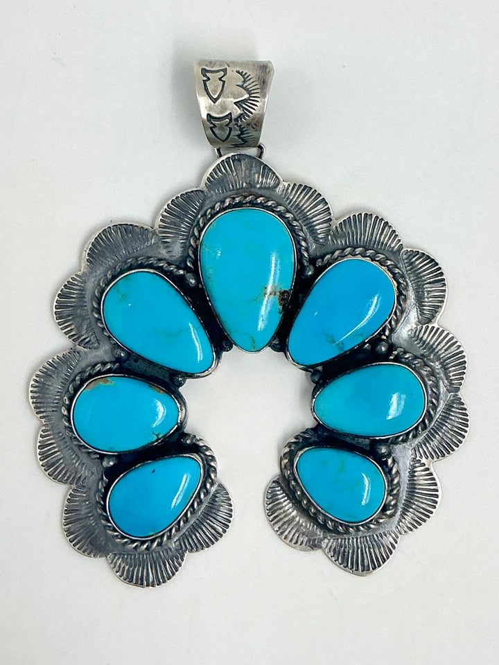 Kingman Turquoise Naja Flower Pendant