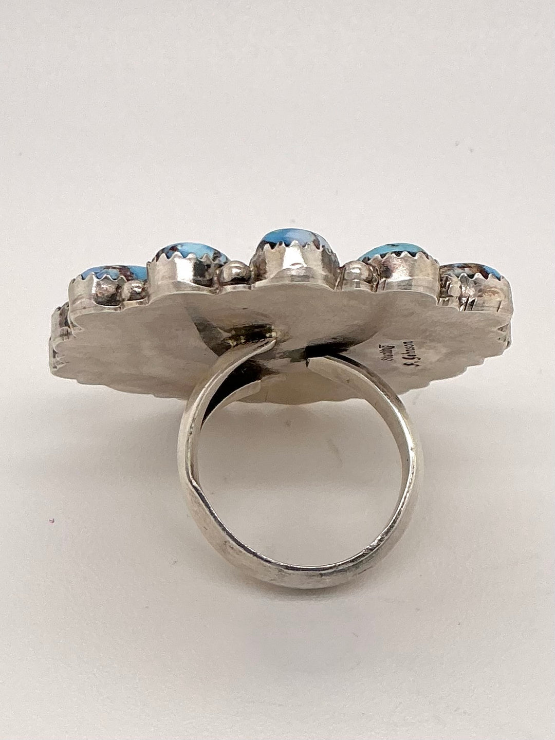 Golden Hills Turquoise Mercury Dime Flower Ring Adjustable