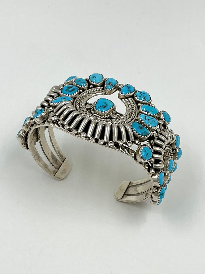 Navajo Pawn Sleeping Beauty Turquoise Naja Cuff Bracelet