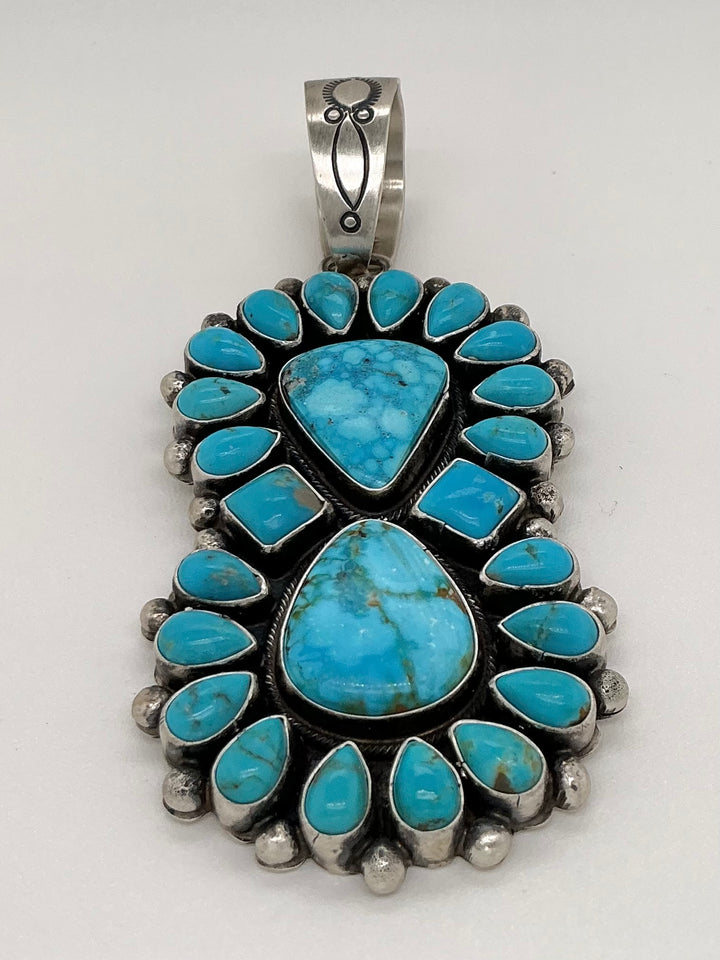 Navajo Long Kingman Turquoise Pendant