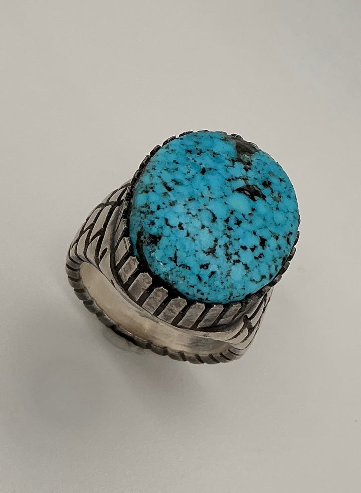 Navajo Spiderweb Kingman Turquoise Ring