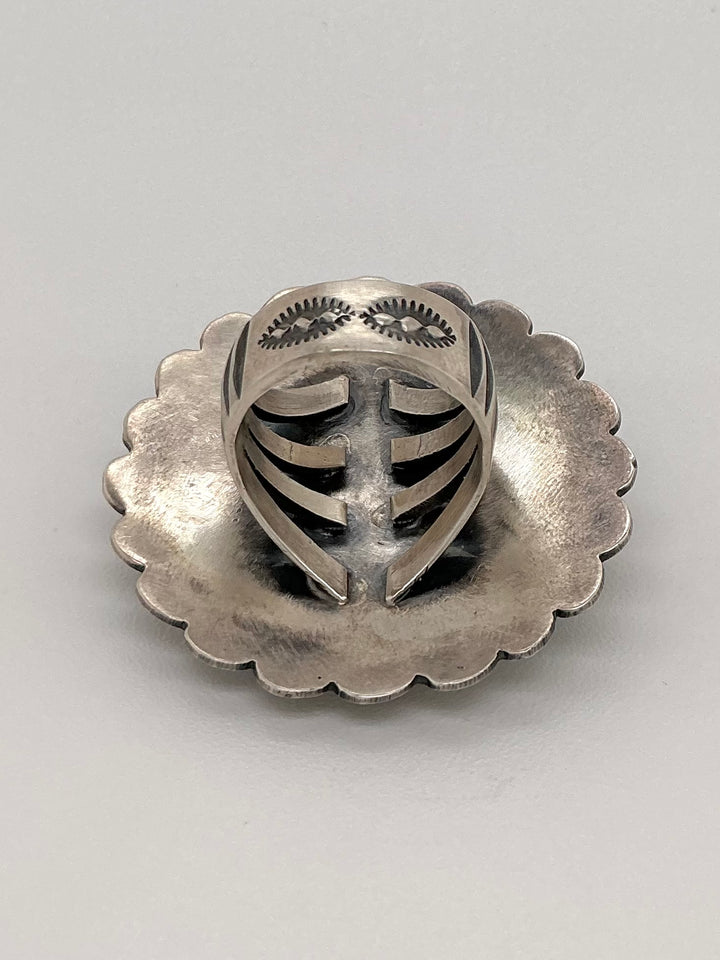 Navajo Sleeping Beauty Turquoise Round Flower Ring