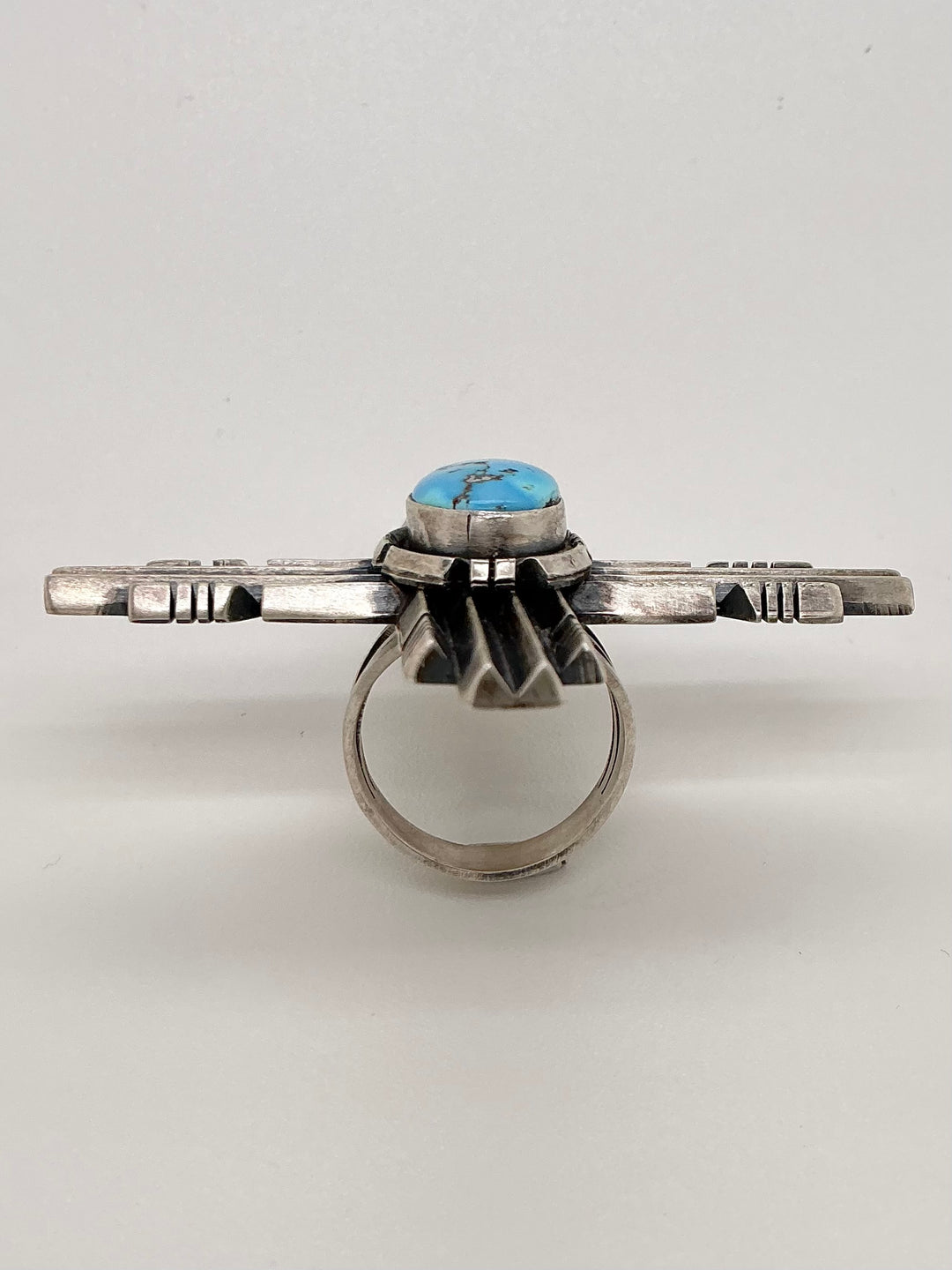 Navajo Golden Hills Turquoise Zia Symbol Ring