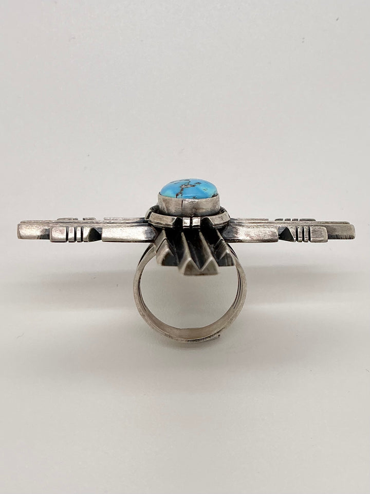 Navajo Golden Hills Turquoise Zia Symbol Ring