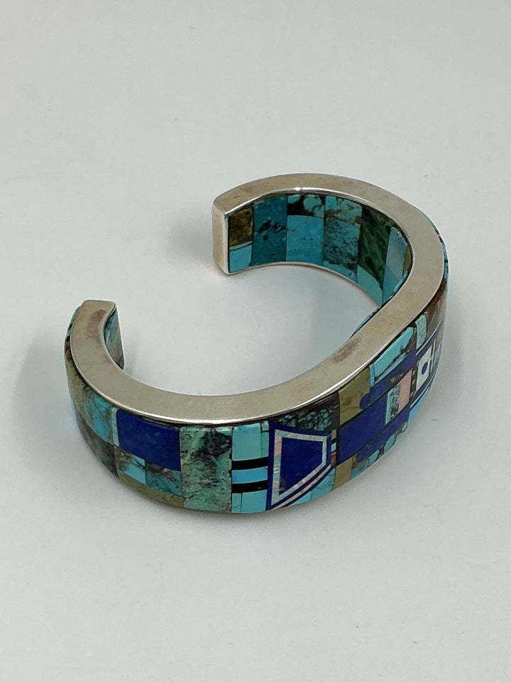 Navajo Multi Stone Variety Inlaid Kachina Cuff Bracelet