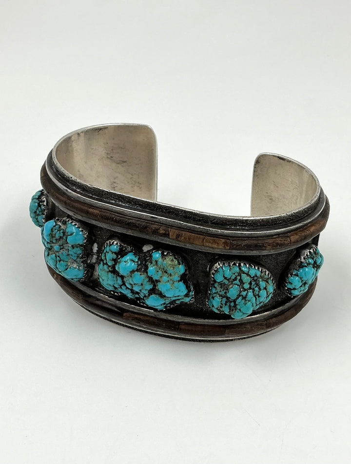 Vintage/Pawn Wood Outline Kingman Turquoise Cuff